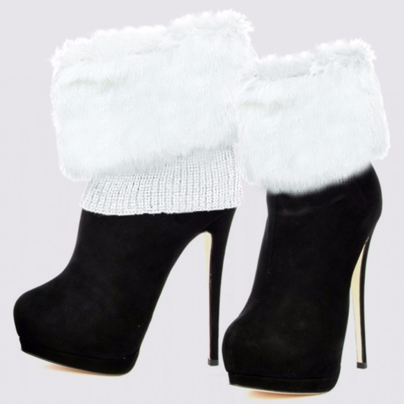 Fur Top Knit Boot Cuffs Boot Toppers - Picture 4 of 5